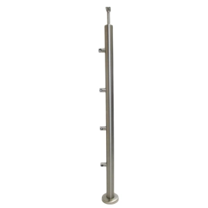 Słupek Prawy Ø 42,4 x 960 mm 4 Uchwyty Osiowe Ø 12 mm AISI 304 Balustrada Poręcz